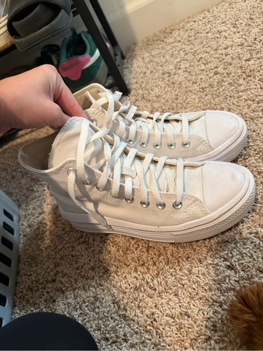 Converse White High-Top Platform Canvas Sneakers - Picture 1 of 4